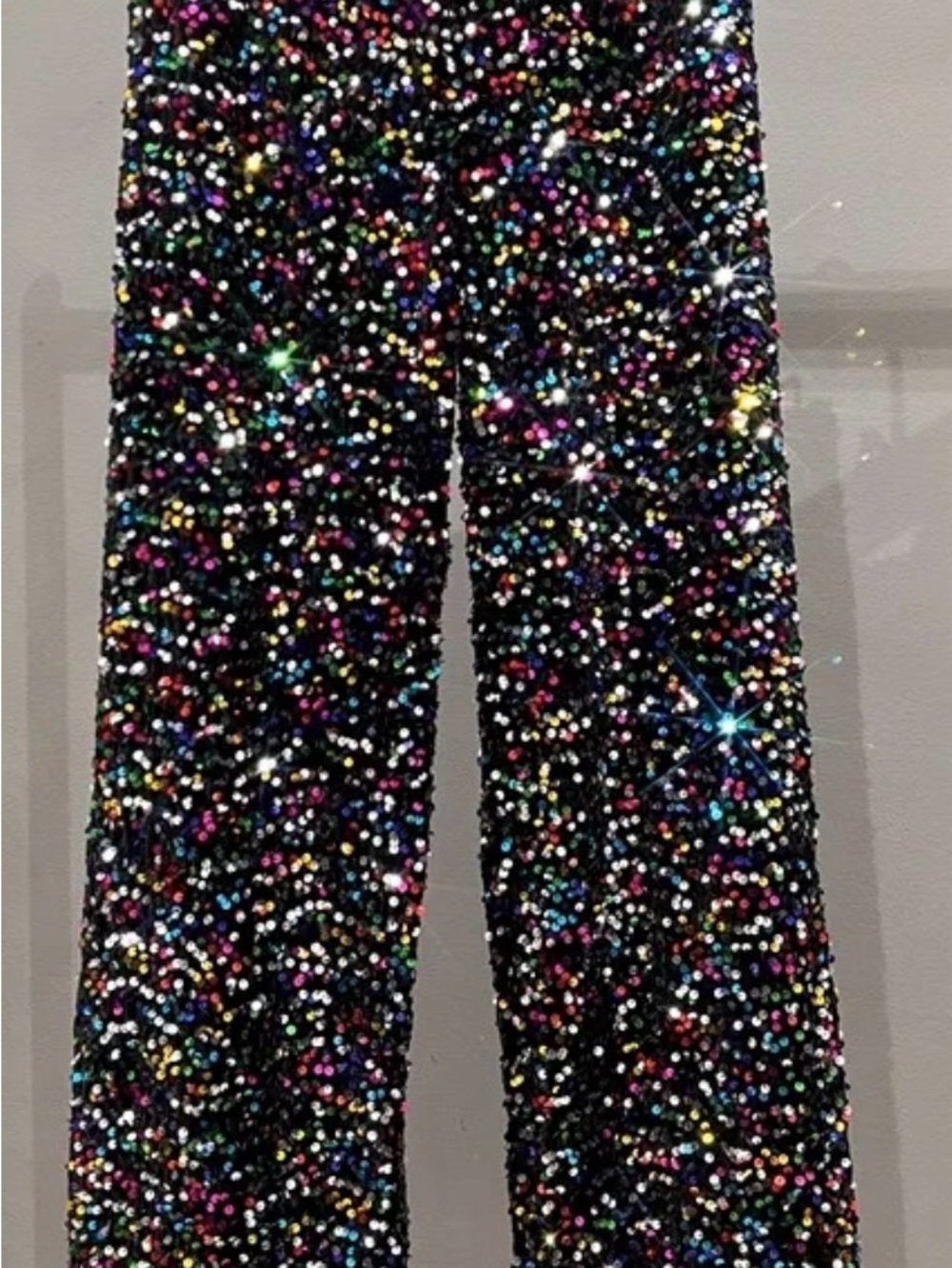 NWT Colorful Sequin Wide-Leg Evening Pants